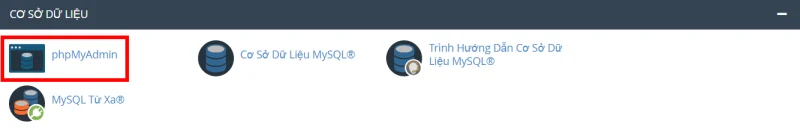 Bấm vào phpMyadmin