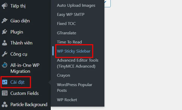 Cách tạo Widget cố định & cuộn linh hoạt đẹp mắt (Sticky Widget) 11 Cài đặt WP Sticky Sidebar