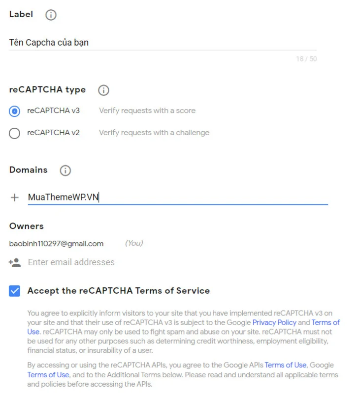 Bảo mật Website WordPress hiệu quả bằng các phương pháp tốt nhất 89 Điền thông tin cho ReCapcha